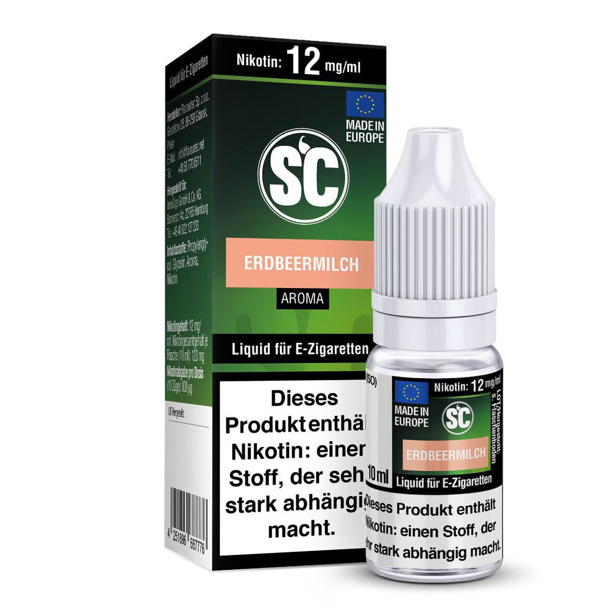 Liquid Erdbeermilch SC 10 ml – 12 mg/ml stark