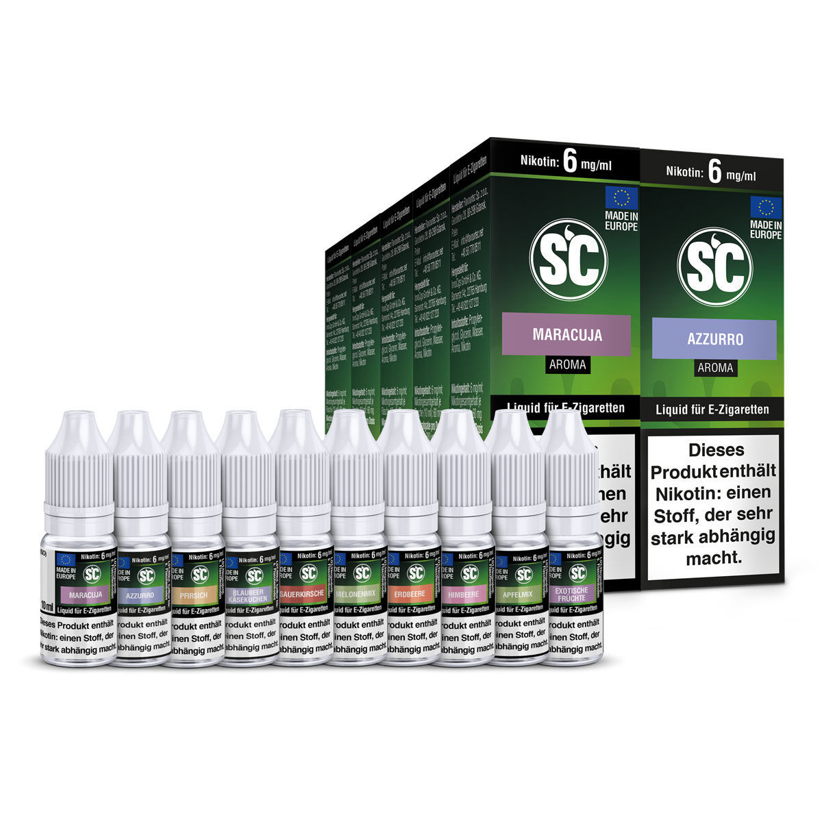 Liquid Probierbox - Frucht SC 10x10ml für E-Zigarette 06 mg/ml (mittel)