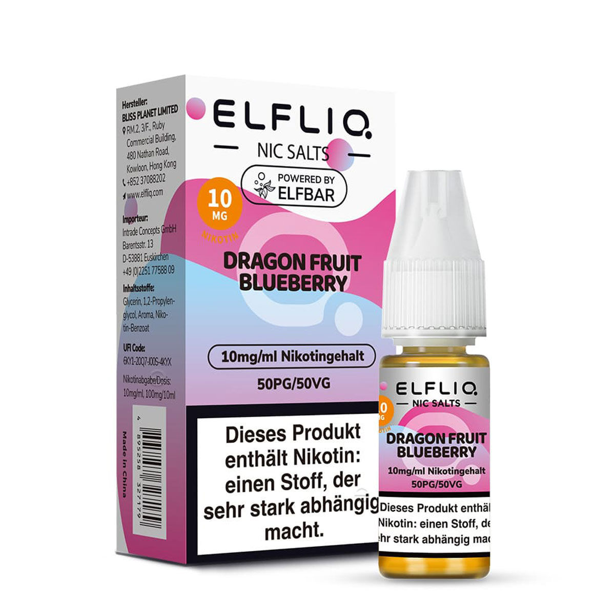 Liquid Nikotinsalz Dragon Fruit Blueberry ELFLIQ 10ml 10mg/ml (mittel)