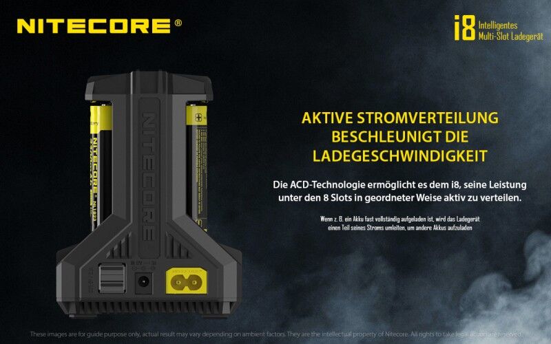 Ladegerät I8 8x 500mA / 4x 1000mA / 2x 1500mA Nitecore