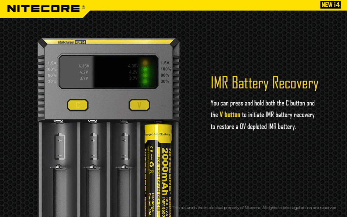 Ladegerät NEW I4 4x 375mA / 2x 750mA / 1x 1500mA Nitecore