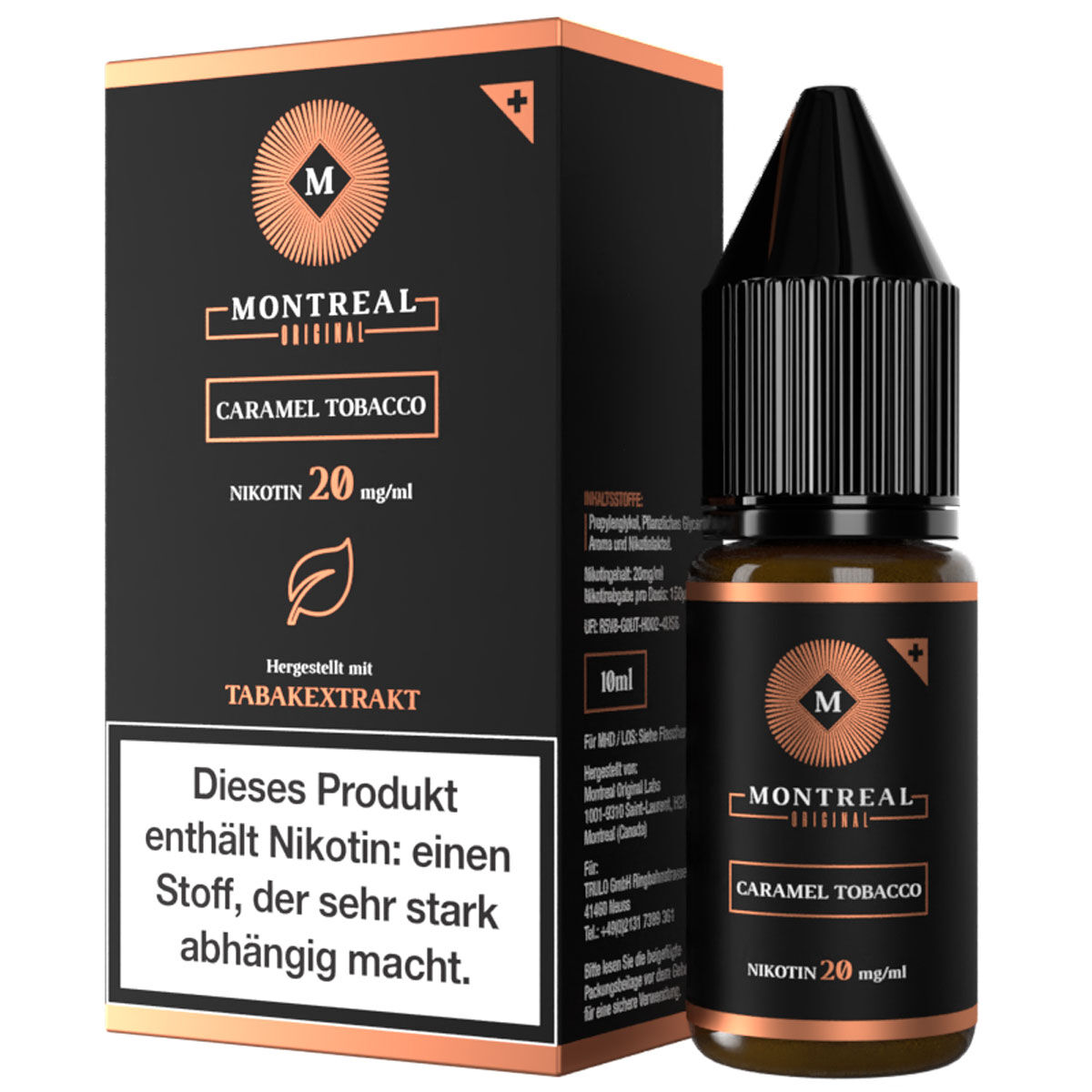 Liquid Nikotinsalz Caramel Tobacco Montreal Original 10ml 20mg/ml (stark)