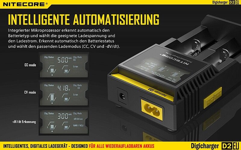 Ladegerät D2 EU 2x 500mA Nitecore