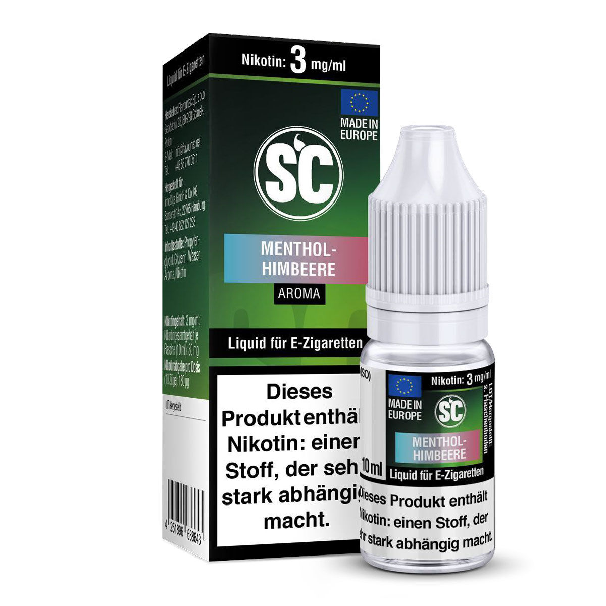 Liquid Menthol Himbeere SC 10ml 03 mg/ml (leicht)