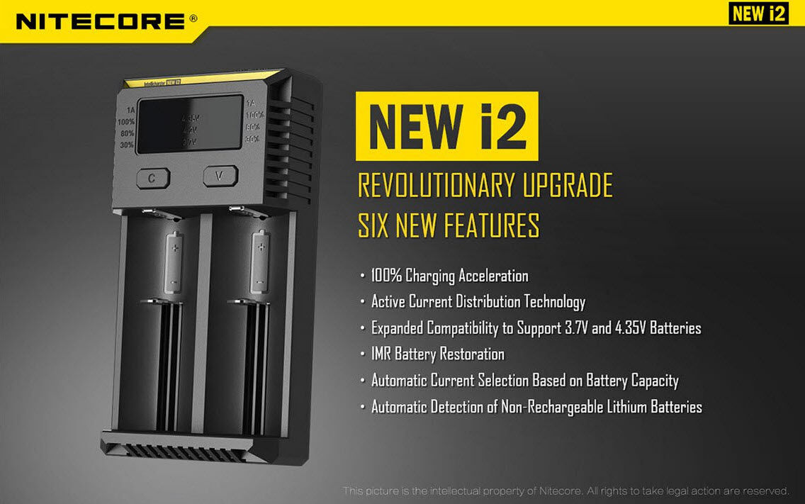 Ladegerät NEW I2 2x 500mA / 1x 1000mA Nitecore