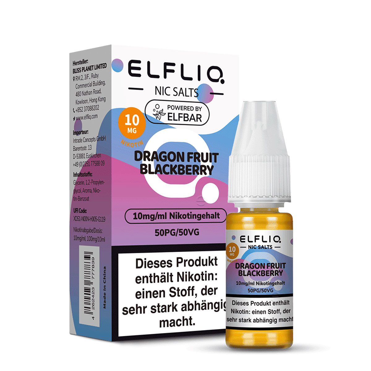 Liquid Nikotinsalz Dragonfruit Blackberry ELFLIQ 10ml 10mg/ml (mittel)