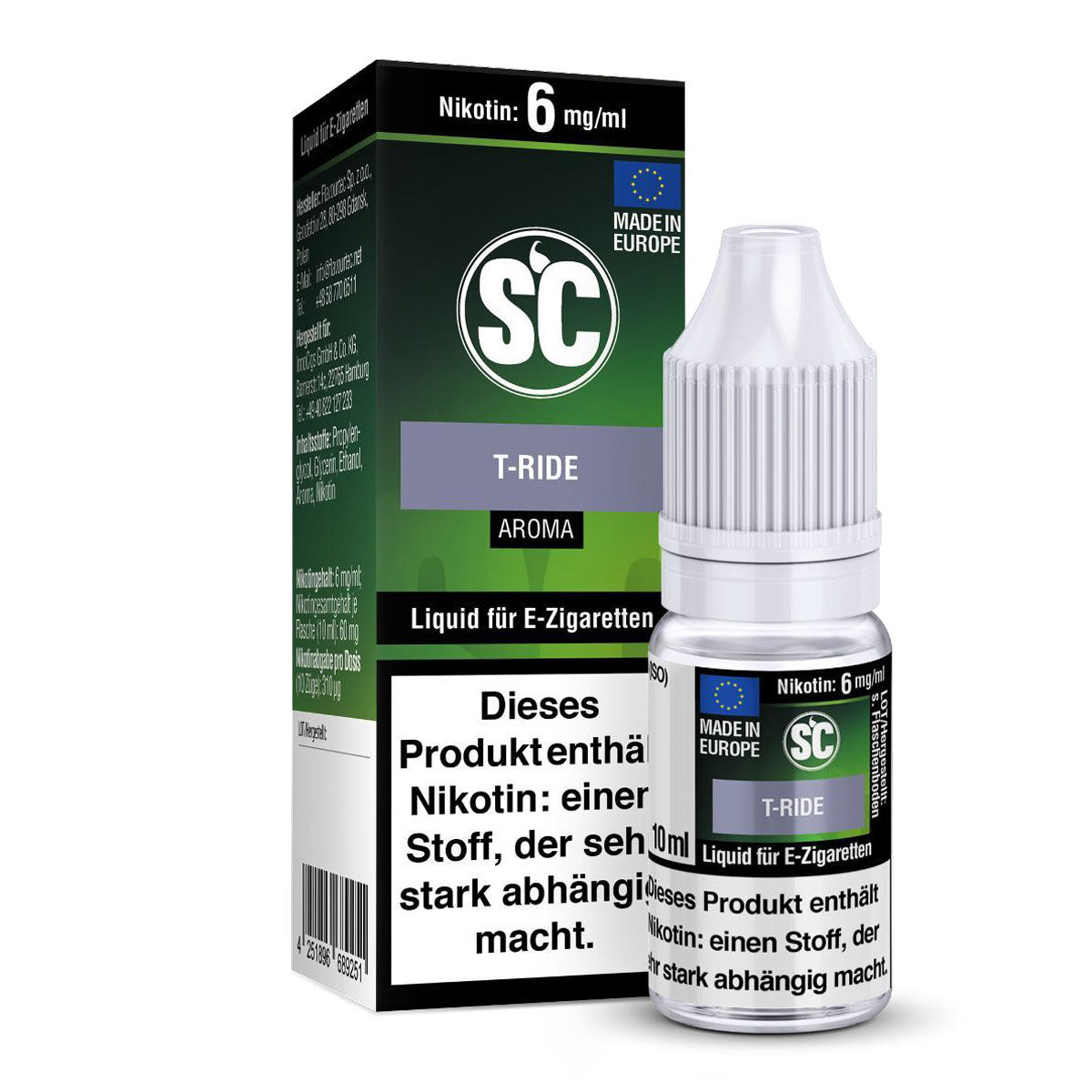 SC Liquid T-Ride Süßes Popcorn 10 ml mit 6 mg/ml Nikotin