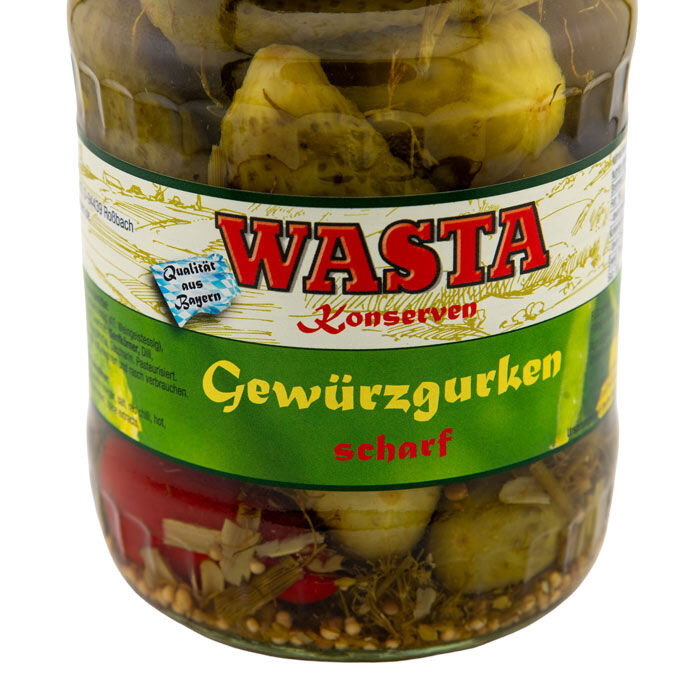 Gewürzgurken "scharf" im Glas 720ml von WASTA