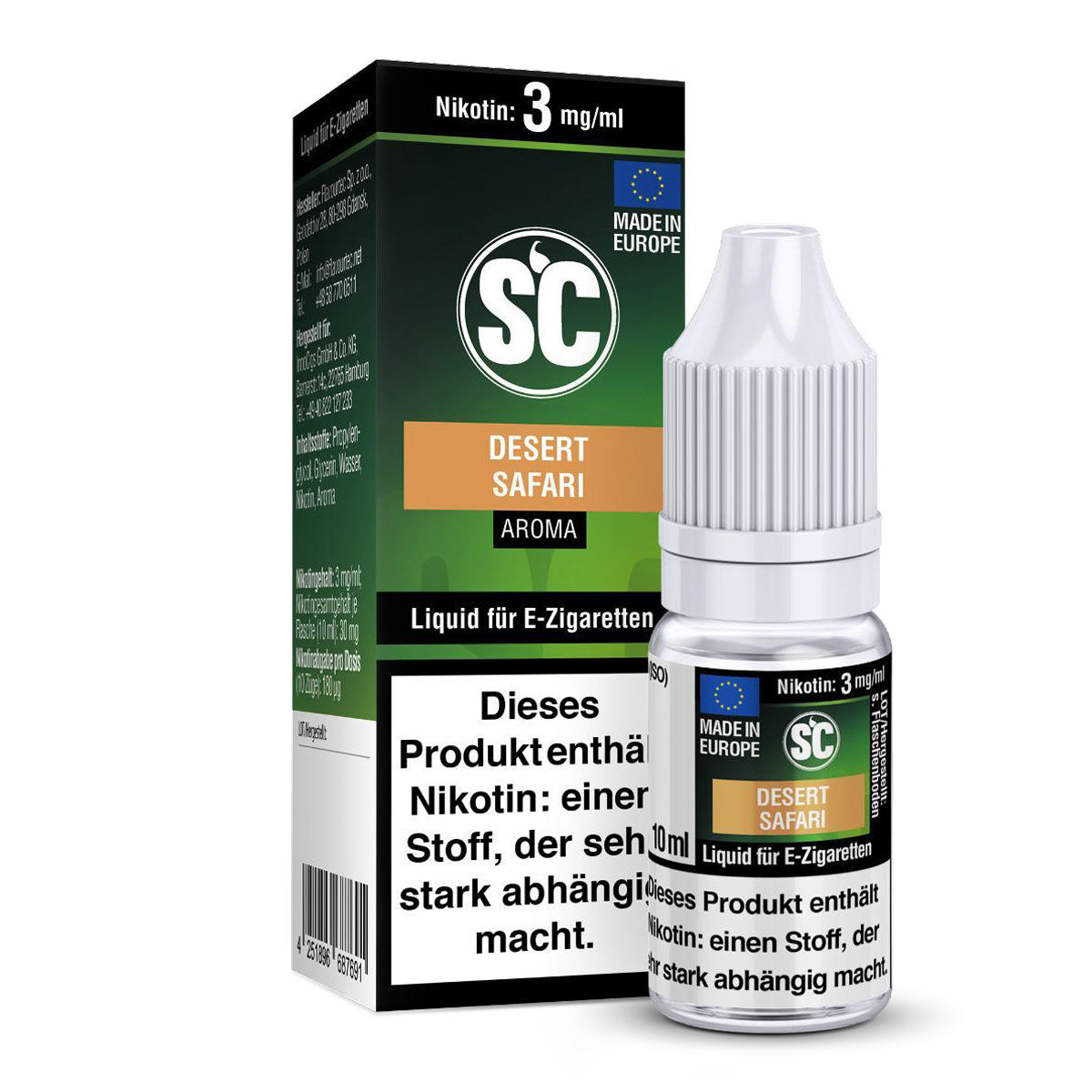 Liquid Desert Safari Tabak SC 10 ml 3 mg/ml leicht