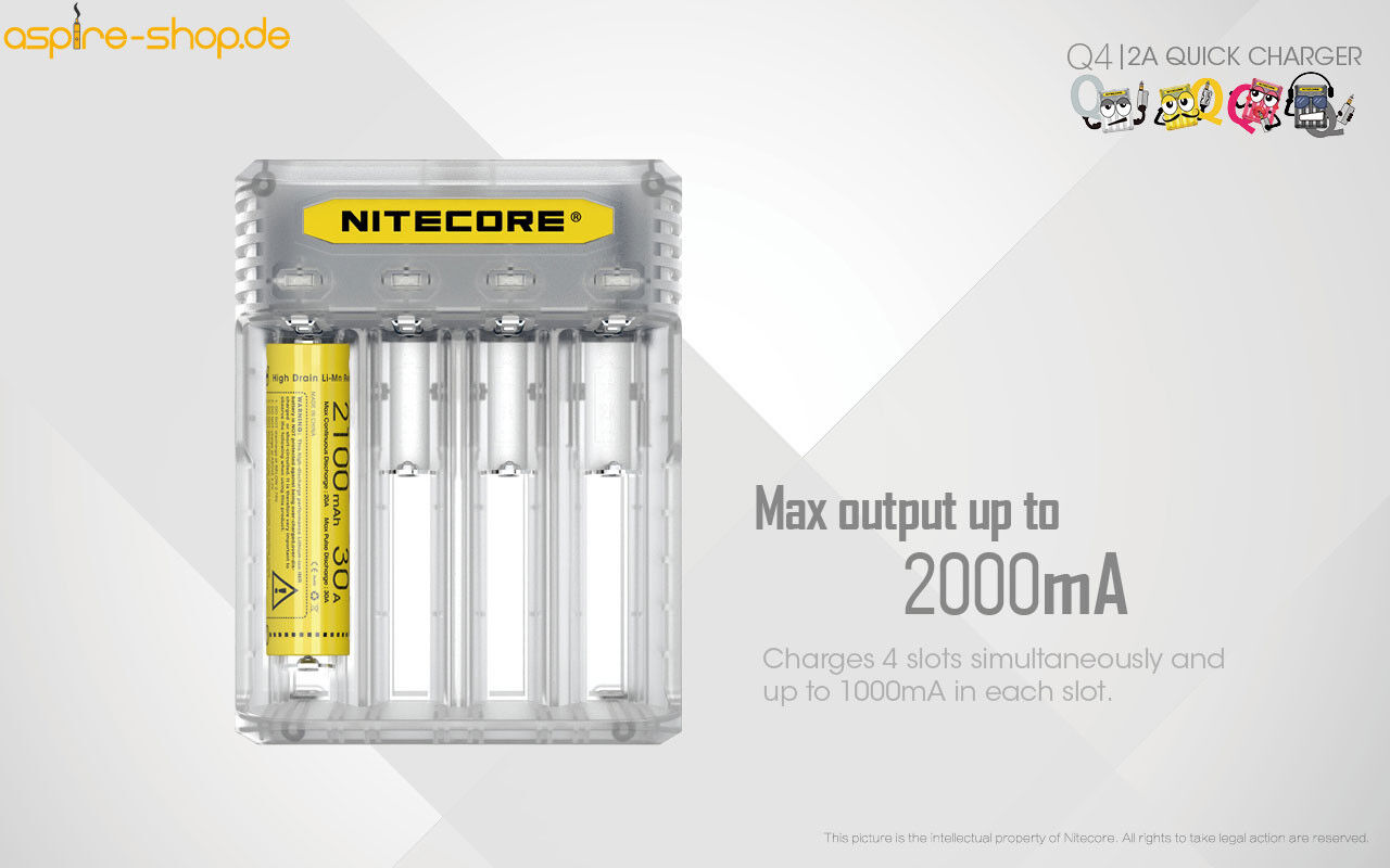 Ladegerät Q4 2x 2000mA / 1x 4000mA Nitecore
