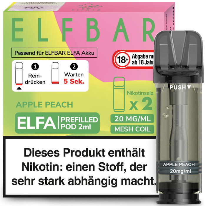 Pod mit Liquid für ELFBAR Elfa 2x2ml Apple Peach 20mg/ml
