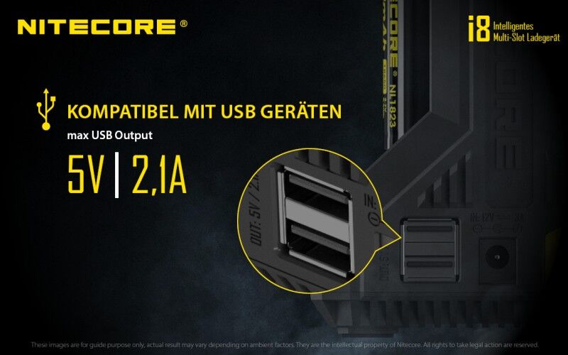 Ladegerät I8 8x 500mA / 4x 1000mA / 2x 1500mA Nitecore