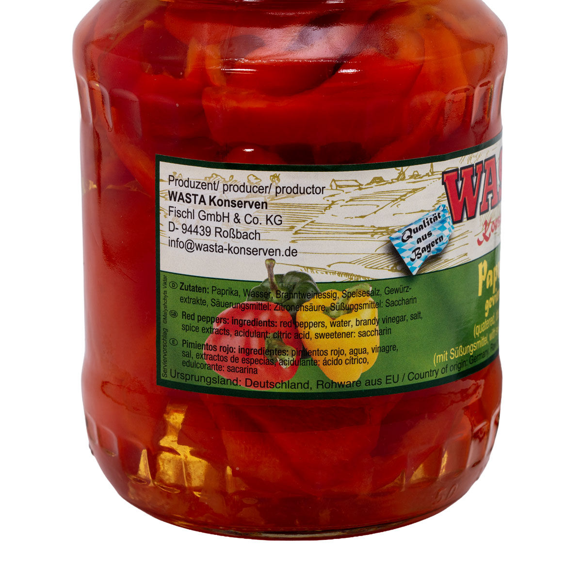 Paprika geviertelt im Glas 720ml von WASTA