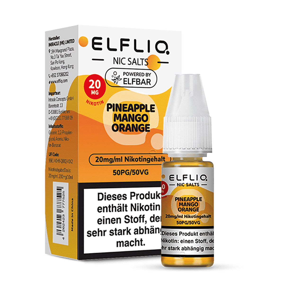 ELFLIQ Nikotinsalz Liquid Pineapple Mango Orange 20 mg/ml 10 ml