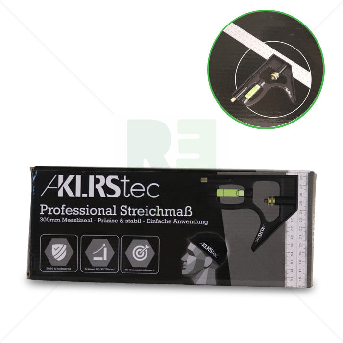 KLRStec Streichmaß Metall – Kombinationswinkel mit Anreißnadel