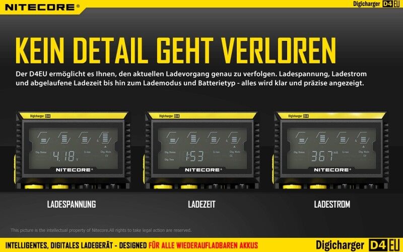 Ladegerät D4 EU 4x 375mA / 2x 750mA Nitecore