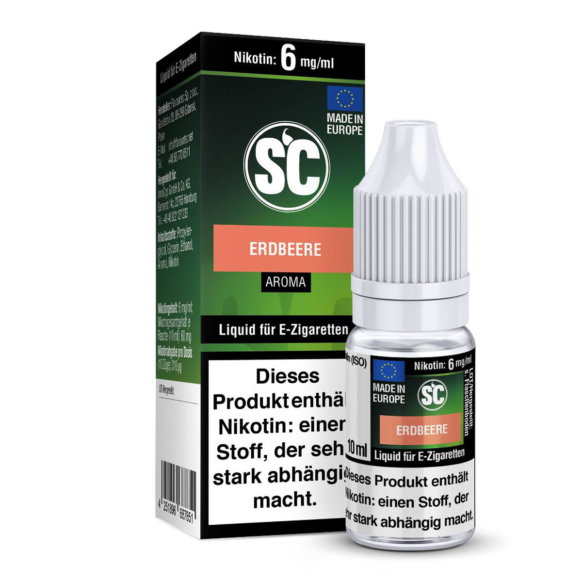 SC Liquid Erdbeere 10 ml mit 6 mg/ml Nikotin