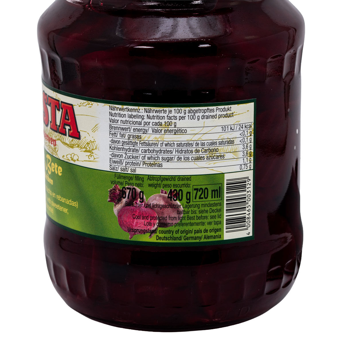 Rote Bete Scheiben im Glas 720ml von WASTA
