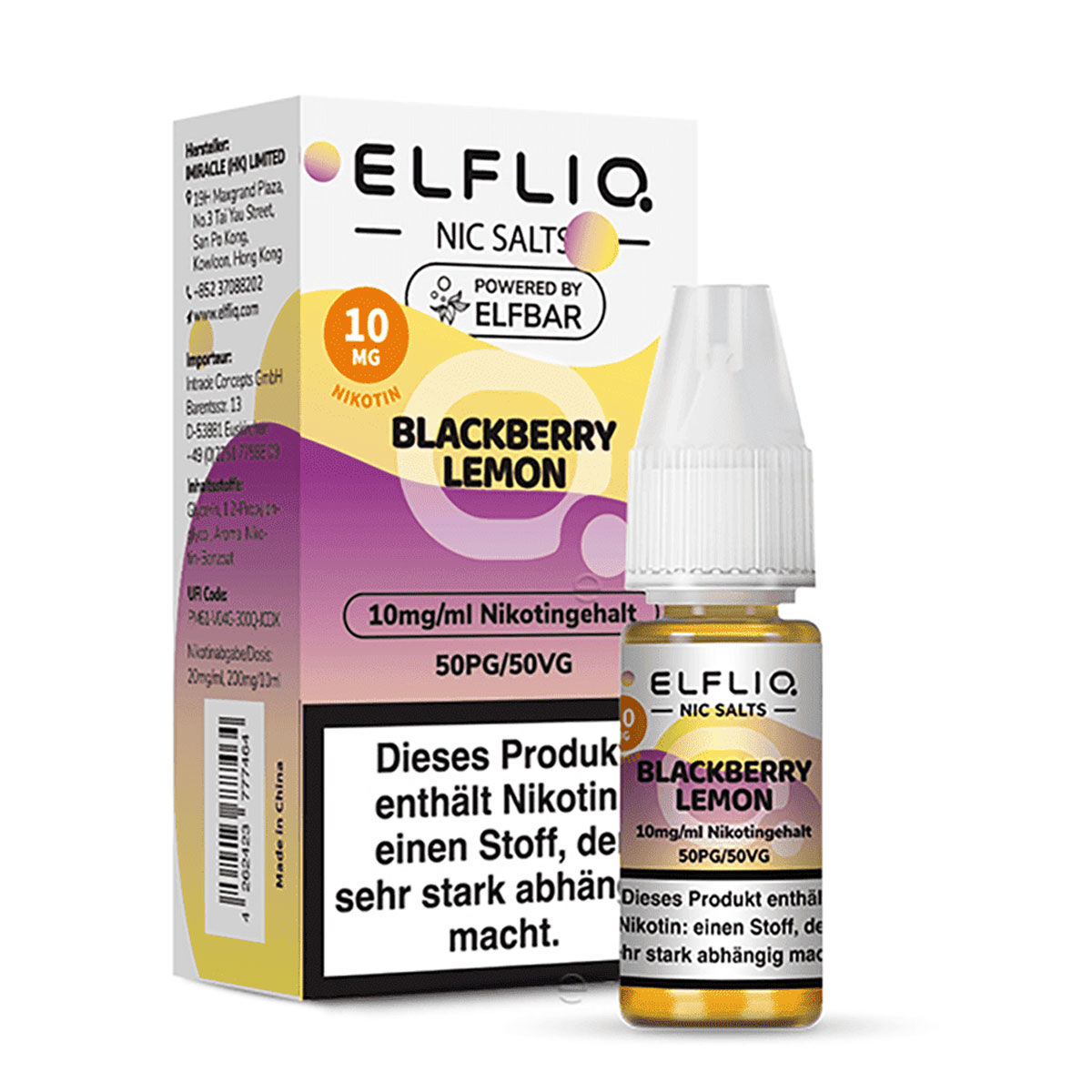 ELFLIQ Nikotinsalz Liquid Blackberry Lemon 10 mg/ml 10 ml