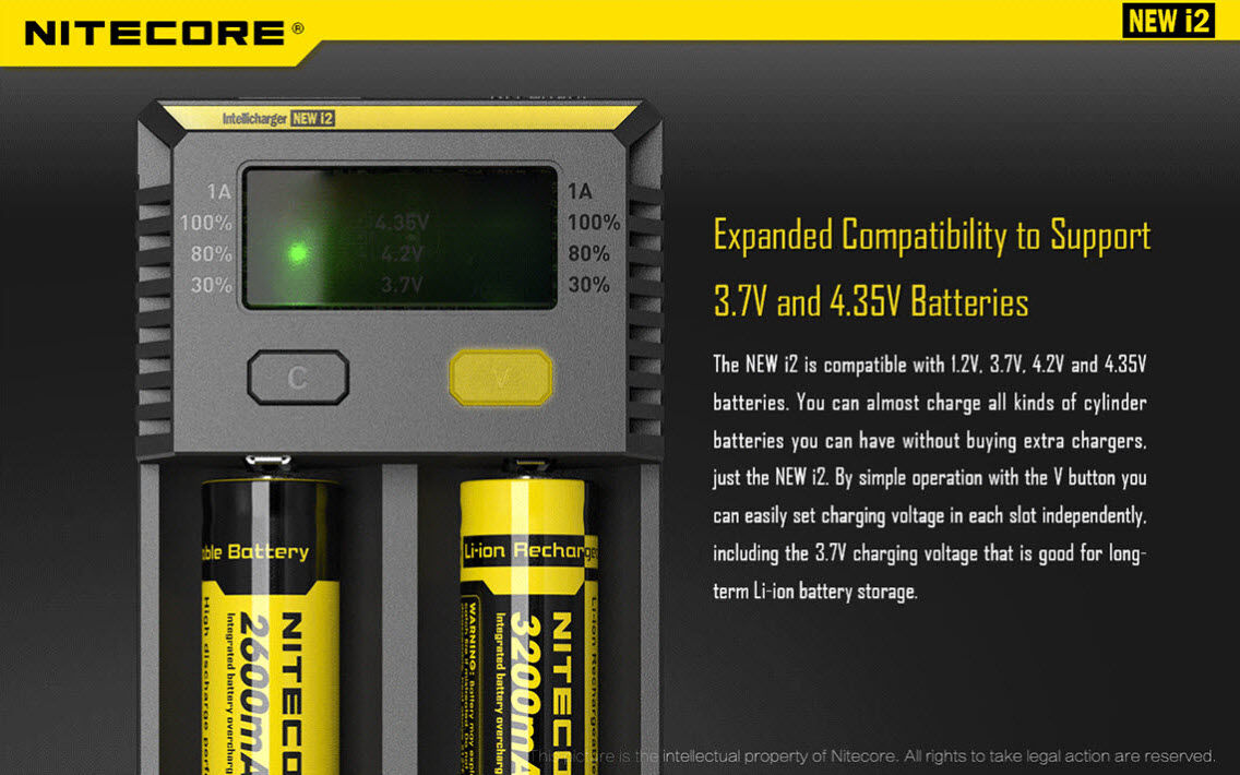 Ladegerät NEW I2 2x 500mA / 1x 1000mA Nitecore